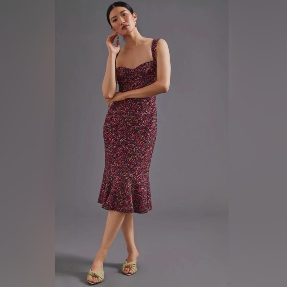 Hutch Anthropologie Floral Bustier Midi Dress Underwire Size S